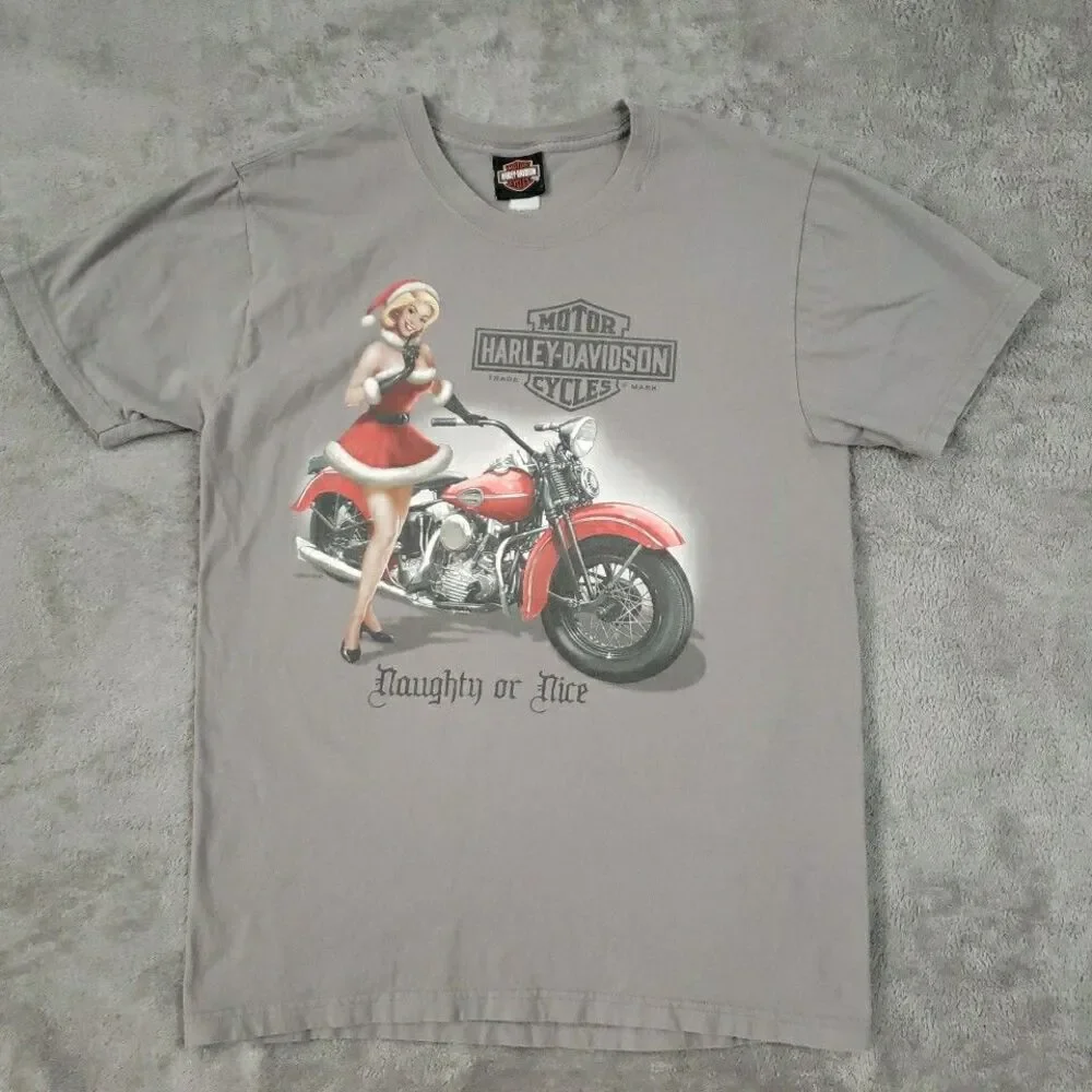 Harley Davidson T Shirt Short Sleeve Naughty or Nice Lady Roeder OH Men's Sz M